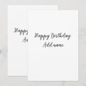 Happy Birthday voeg naam toe titel simpel minimaal Kaart (Voorkant / Achterkant)