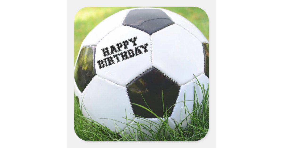 Natuur bunker Brutaal Happy Birthday Voetbal Vierkante Sticker | Zazzle.be