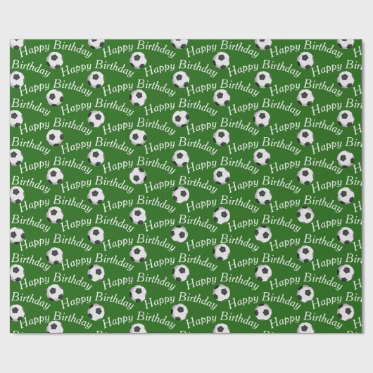 Happy Birthday Voetballen op groen Cadeaupapier (Vlak)