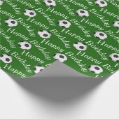 Happy Birthday Voetballen op groen Cadeaupapier (Hoek)