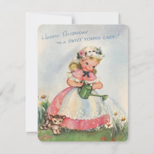  Happy Birthday voor een Sweet Young Lady Feestdagenkaart