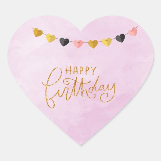 Happy Birthday voor haar Hart Sticker (Voorkant)