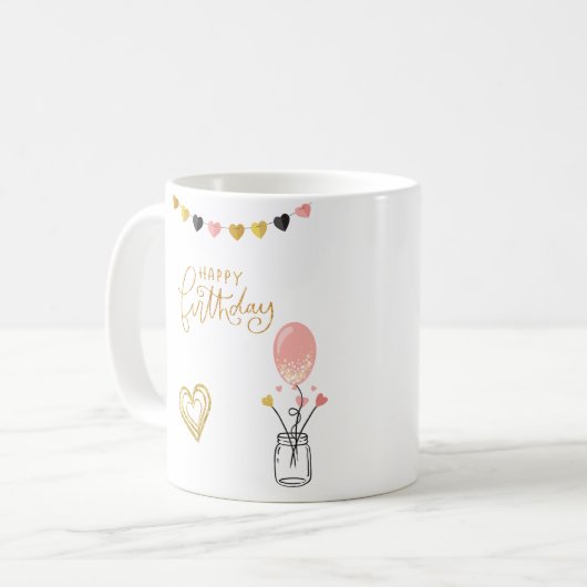 Happy Birthday voor haar Koffiemok (Voorkant links)