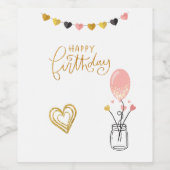 Happy Birthday voor haar Wijn Etiket (Enkel label)