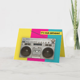 Happy Birthday voor iedereen Retro Boombox Humor Feestdagen Kaart
