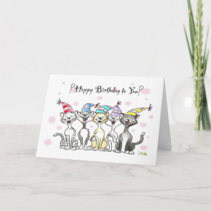 Happy Birthday voor jou (zang katten) Kaart