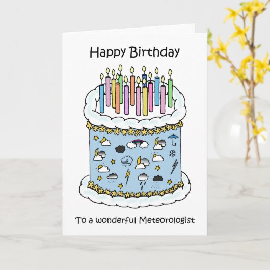 Happy Birthday voor Meteoroloog Kaart (Gele Bloem)