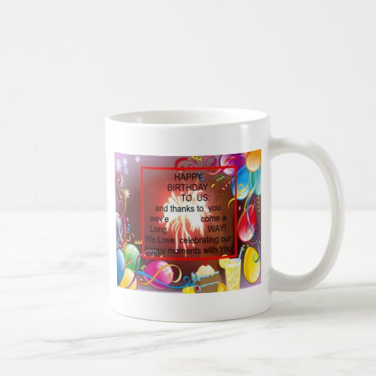 Happy Birthday voor ons Art Print Koffiemok (Rechts)