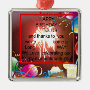 Happy Birthday voor ons Art Print Metalen Ornament