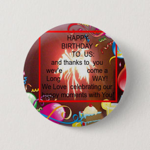 Happy Birthday voor ons Art Print Ronde Button 5,7 Cm