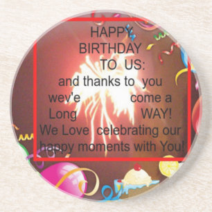 Happy Birthday voor ons Art Print Zandsteen Onderzetter