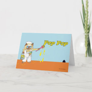 Happy Birthday voor Pop Pop Cat Painting Wall Kaart