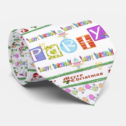 Happy Birthday Vrolijk Kerstfeest Stropdas, Stropdas (Opgerold)