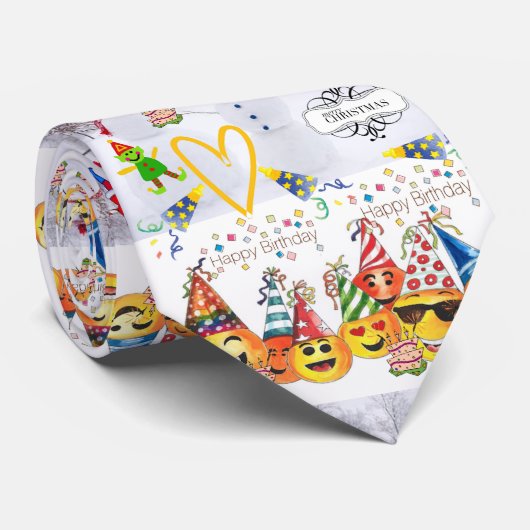 Happy Birthday Vrolijk Kerstfeest Stropdas, Stropdas (Opgerold)