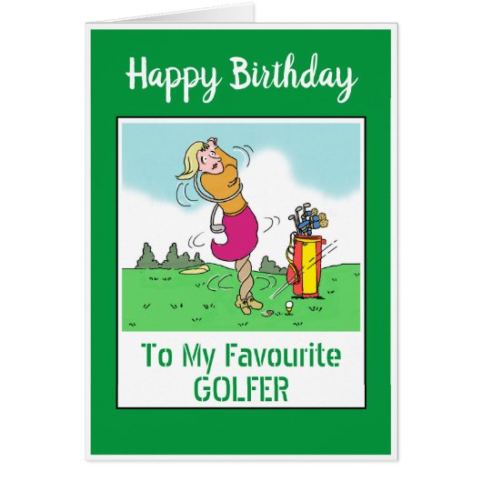 Happy Birthday Vrouw Golfer (Voorkant)