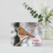 Happy Birthday Vrouw Noordelijk Kardinaal Briefkaa Briefkaart (Staand voorkant)