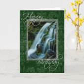 Happy Birthday Waterval Scene Kaart (Gele Bloem)