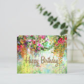 Happy Birthday Waterverf Abstracte Flowers Briefkaart (Staand voorkant)