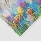 Happy Birthday Waterverf Abstracte Tulip Flowers Tissuepapier (Detail)