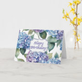 Happy Birthday Waterverf Hydrangea Flowers Kaart (Gele Bloem)