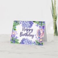 Happy Birthday Waterverf Purple Flowers