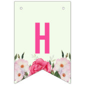 Happy Birthday Waterverf roze rozen Vlaggetjes (Tweede vlag)