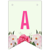 Happy Birthday Waterverf roze rozen Vlaggetjes (Derde vlag)