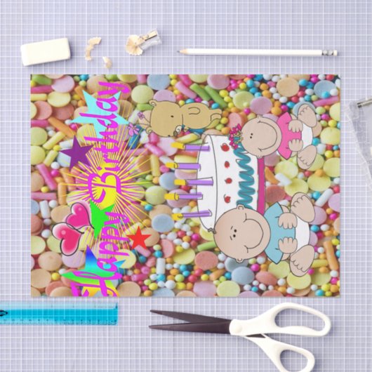 Happy Birthday Weefpapier Kinder Tissuepapier (Craft)