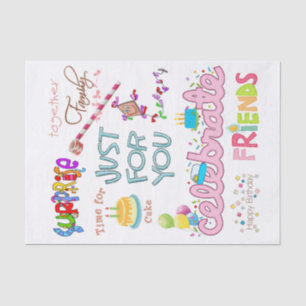 Happy Birthday-Weefpapier VriendenfamilieVerrassin Tissuepapier