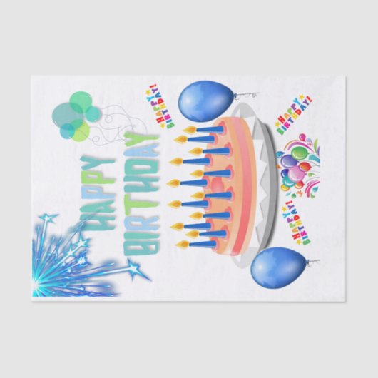 Happy Birthday-weefselpaper Tissuepapier (Voorkant)