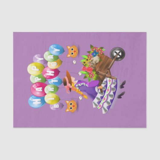 Happy Birthday-weefselpapier Victoriaans Tissuepapier (Voorkant)