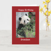 Happy Birthday Wenskaart Giant Panda Grandson Kaart (Gele Bloem)