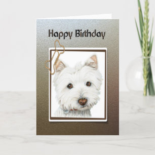 Happy Birthday wenskaart, met een schattige westie Kaart
