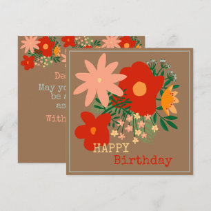 HAPPY Birthday wenskaart origineel bloembeige Kaart