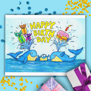 Happy Birthday Whales Briefkaart