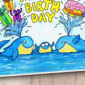 Happy Birthday Whales Wenskaart Bedankkaart