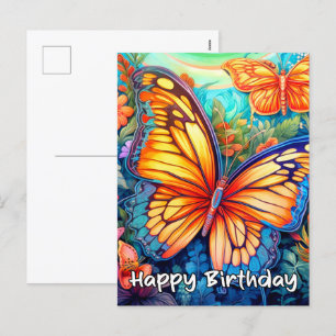 Happy Birthday Whimsical Butterfly Design Feestdagenkaart