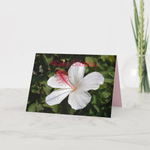Happy Birthday White Hibiscus Kaart