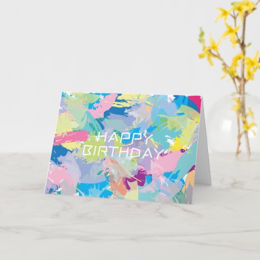 Happy Birthday wil Abstracte moderne kunst Kaart (Gele Bloem)