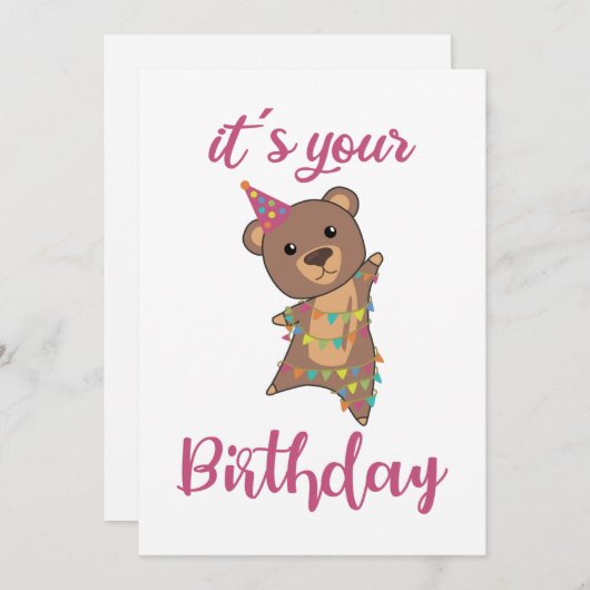 Happy Birthday wil jullie graag Beer van de katte Kaart (Voorkant / Achterkant)