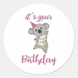 Happy Birthday wil jullie Koala Cute Animals graag Ronde Sticker