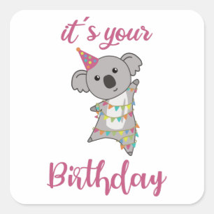 Happy Birthday wil jullie Koala Cute Animals graag Vierkante Sticker