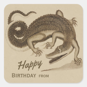 Happy Birthday Wild joyful crocodile CC0892 Vierkante Sticker