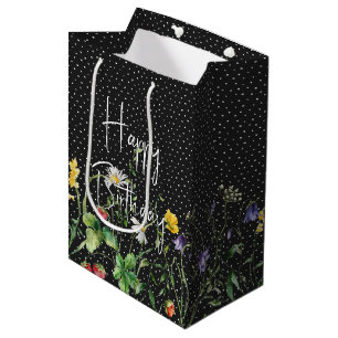 Happy Birthday Wildflowers op Polka Dots Medium Cadeauzakje