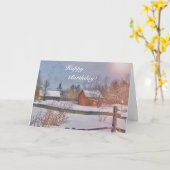 Happy Birthday Winter Boerderij Scene Kaart (Gele Bloem)