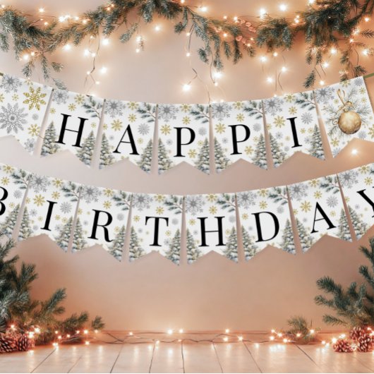 Happy Birthday Winter bunting banner