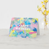 Happy Birthday Wishes Abstract Art Kaart (Gele Bloem)