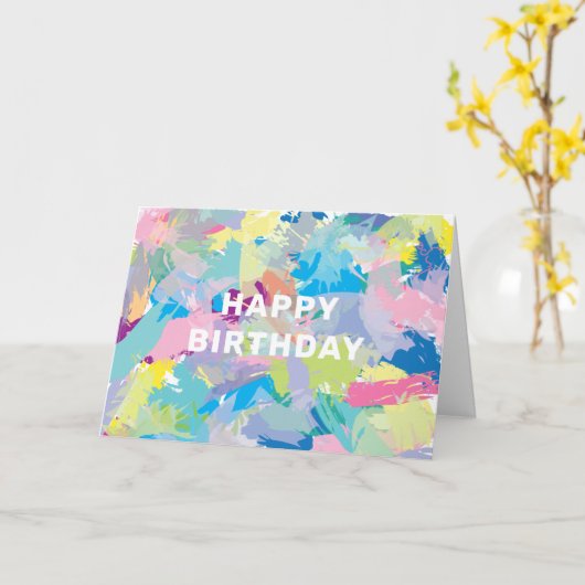 Happy Birthday Wishes Abstract Art Kaart (Gele Bloem)