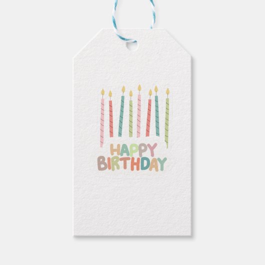 Happy Birthday With Candles  Cadeaulabel (Voorkant)