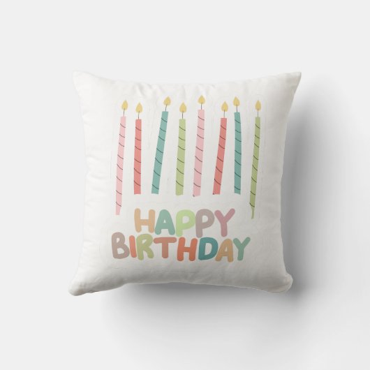 Happy Birthday with Candles Throw Pillow Kussen (Achterkant)